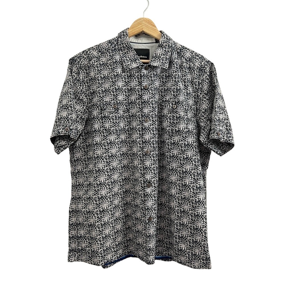 Tommy‎ Bahama Silk and Cotton Blend Island Modern Fit, Blue and White size M